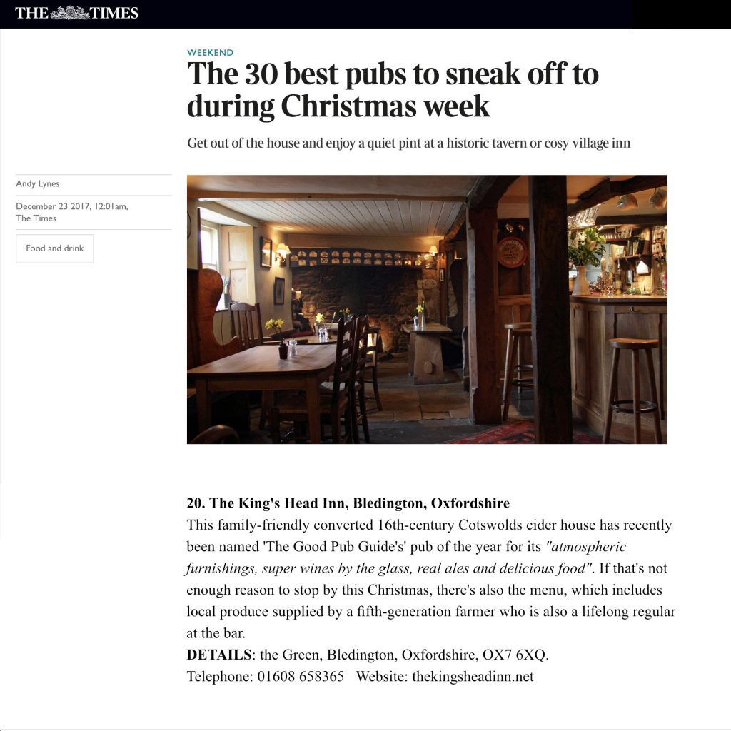 The King's Head Inn - A Characterful Cotswolds Pub For Christmas In The Cotswolds