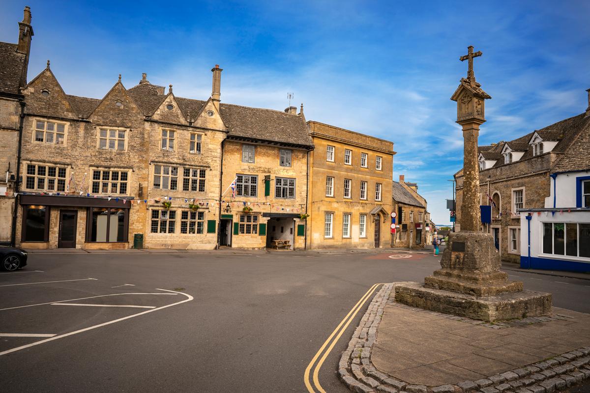 Historic market square in Stow-on-the-Wold in the Cotswolds